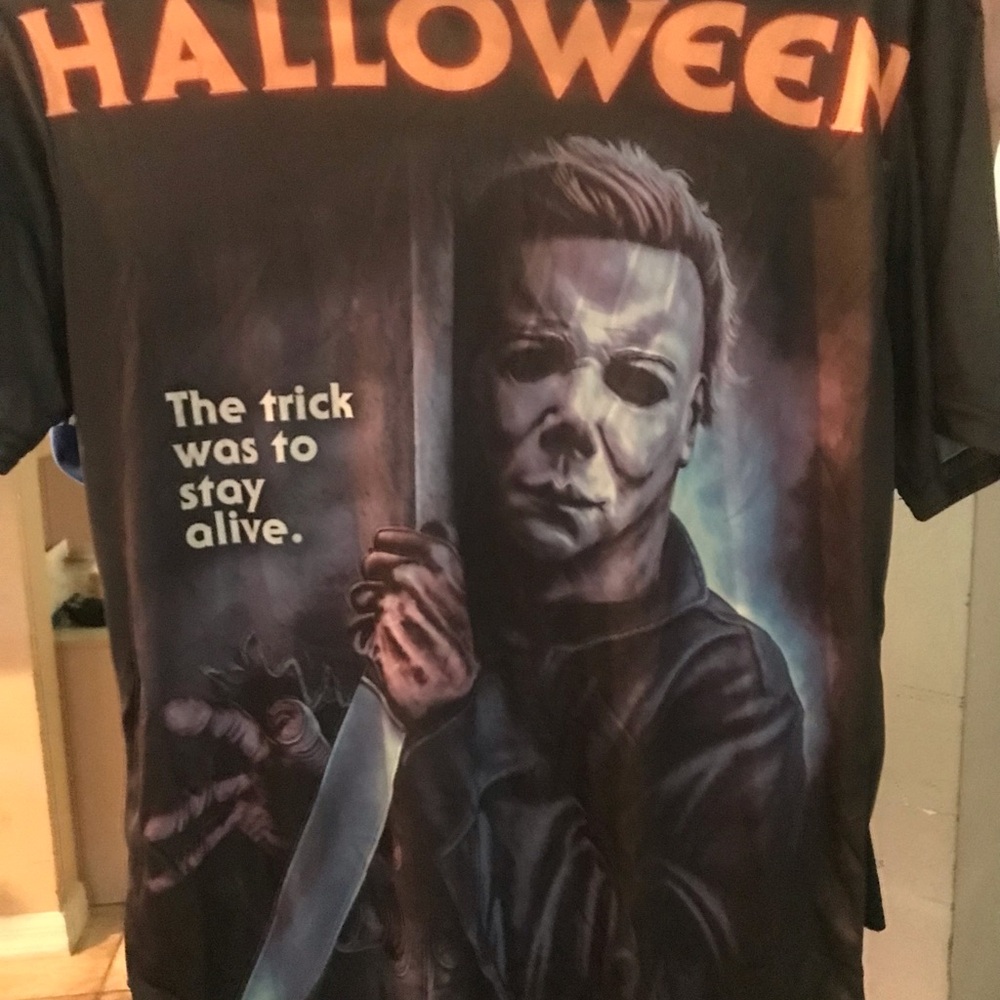 Halloween Graphic Black T-Shirt with Horror Design NWOT